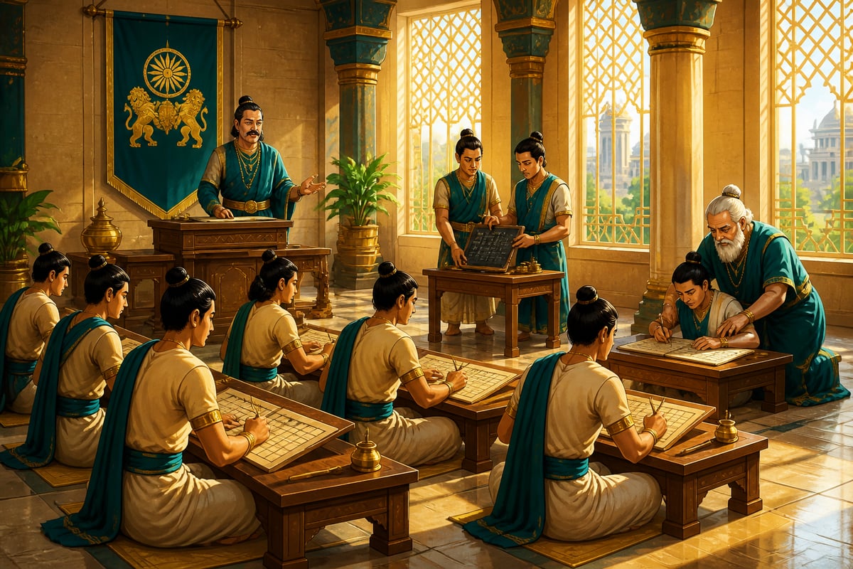 Royal academy hall training young Mauryan officials