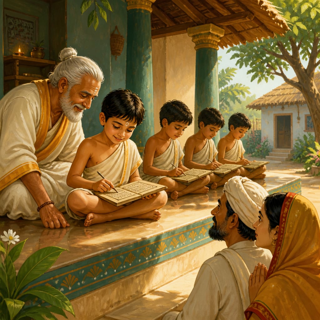 Village boy learning to read at small pathshala