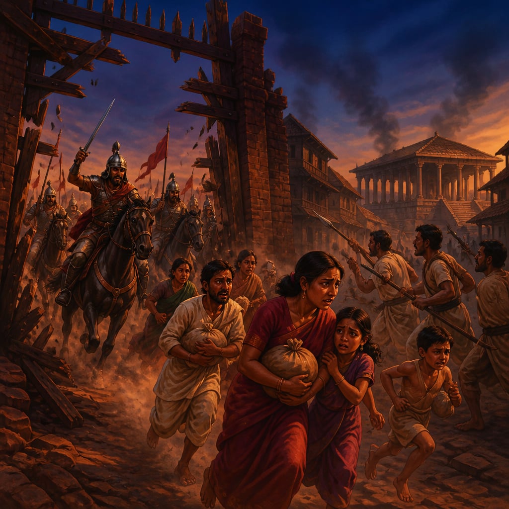 Vaishali's defenders overrun at the city gate at dusk