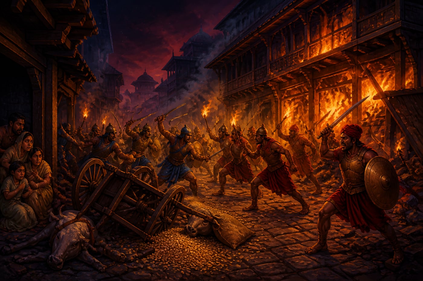 Pataliputra streets in anarchy during the Nanda succession crisis
