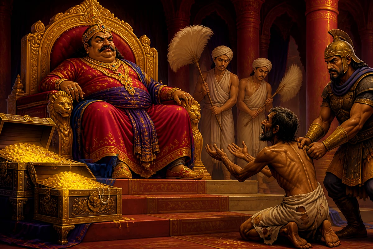 Dhana Nanda as a predator king on his gilded throne