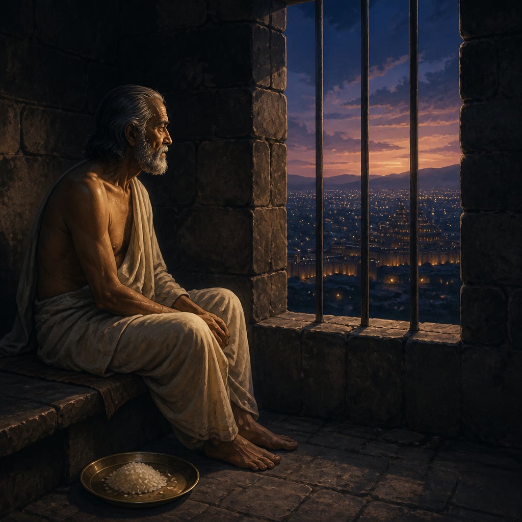Bimbisara imprisoned alone in his own empty fortress