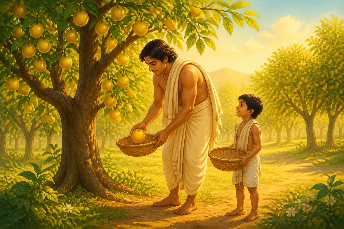 The gardener taking fruit without uprooting the tree