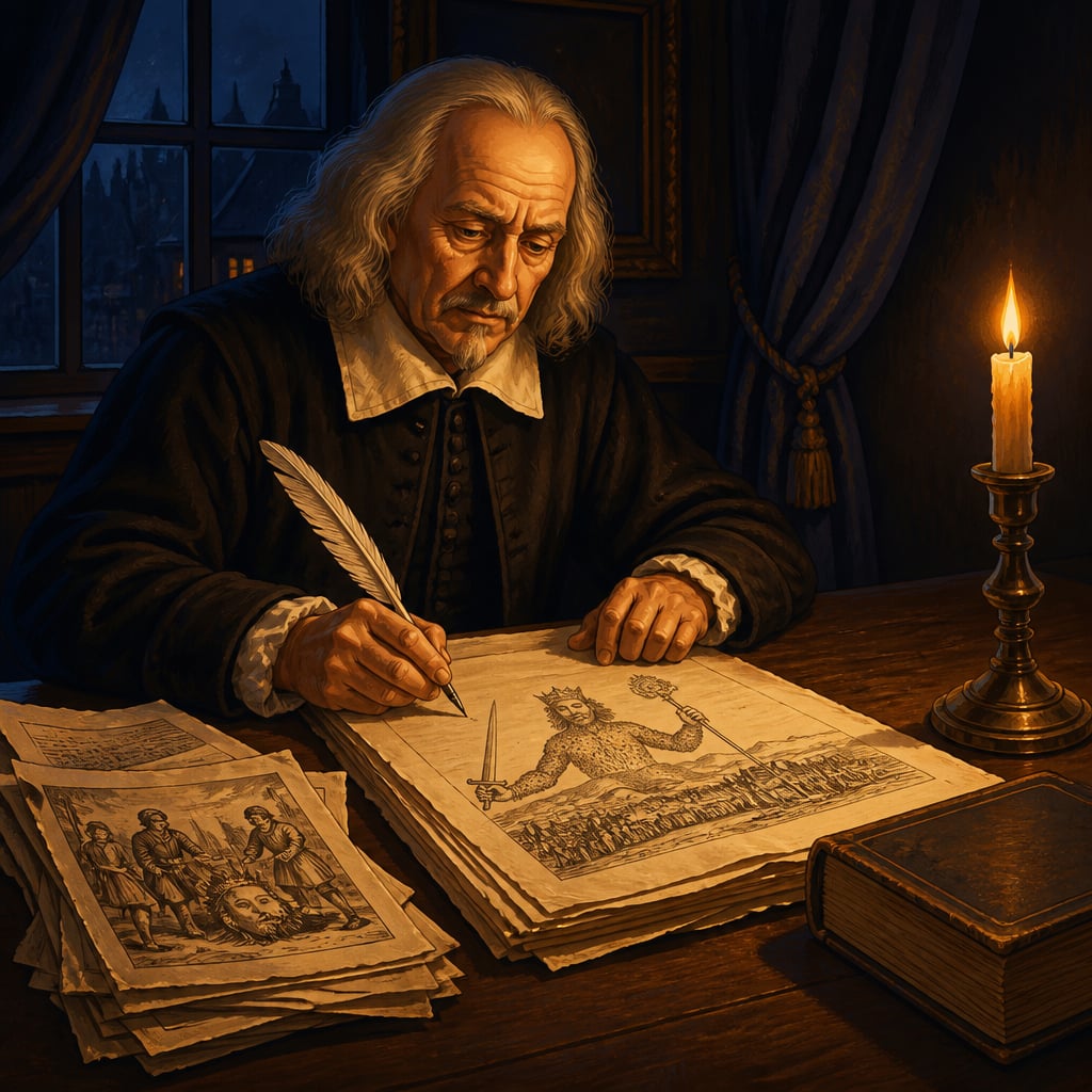 Thomas Hobbes drafting the Leviathan in Paris exile, 1651