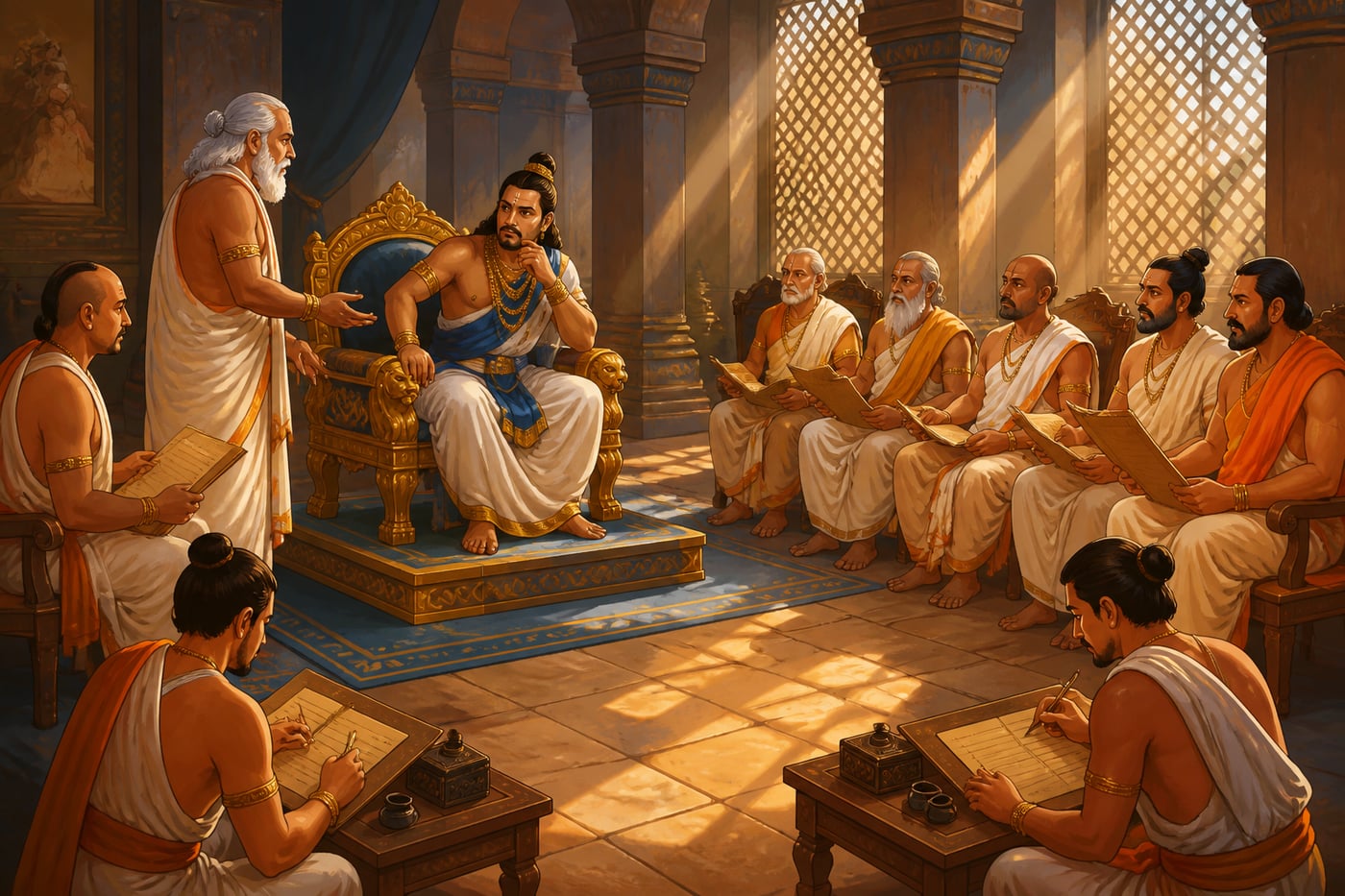 The Mauryan mantriparishad council of ministers advising the king