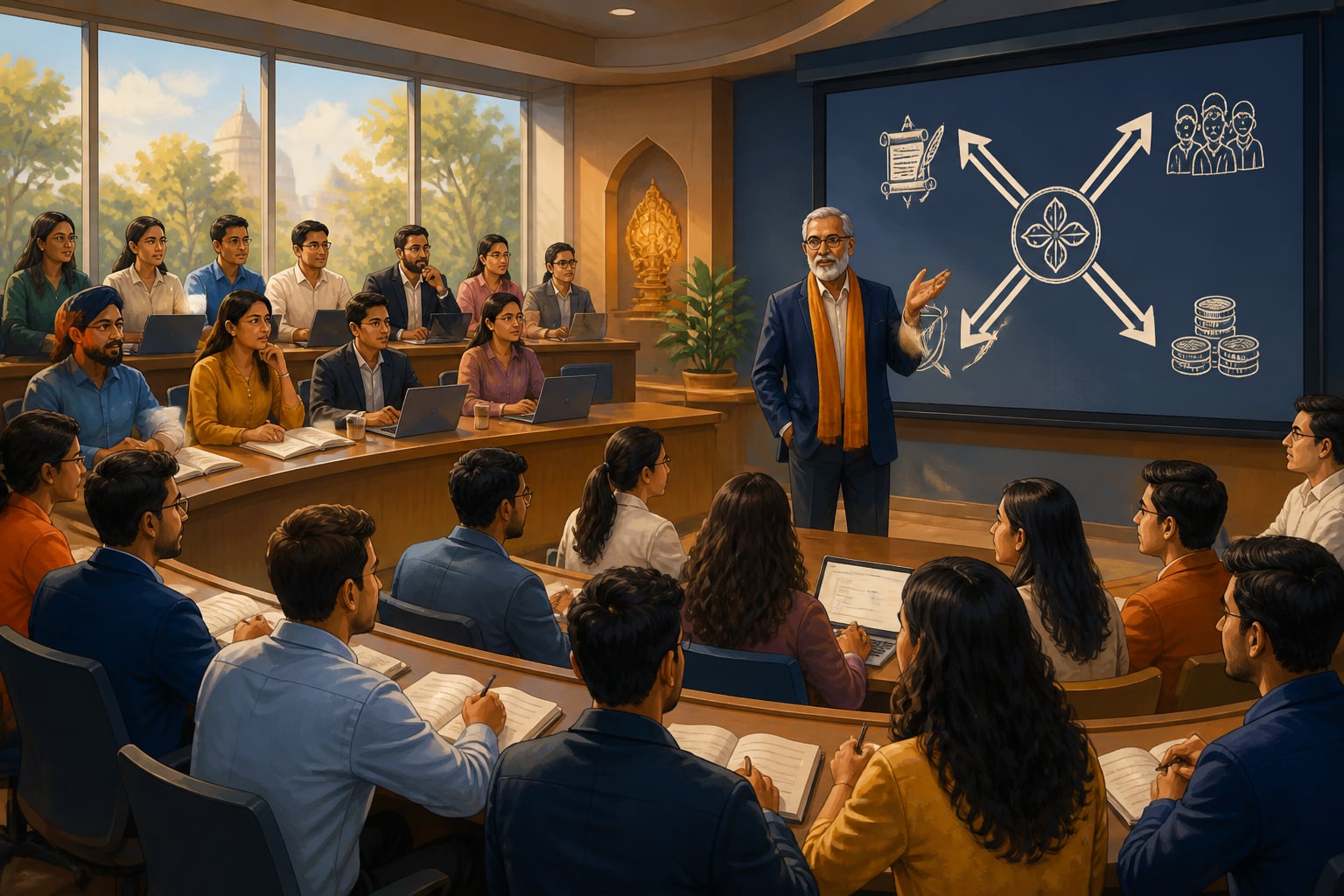 Indian MBA professor teaching the chaturnaya framework