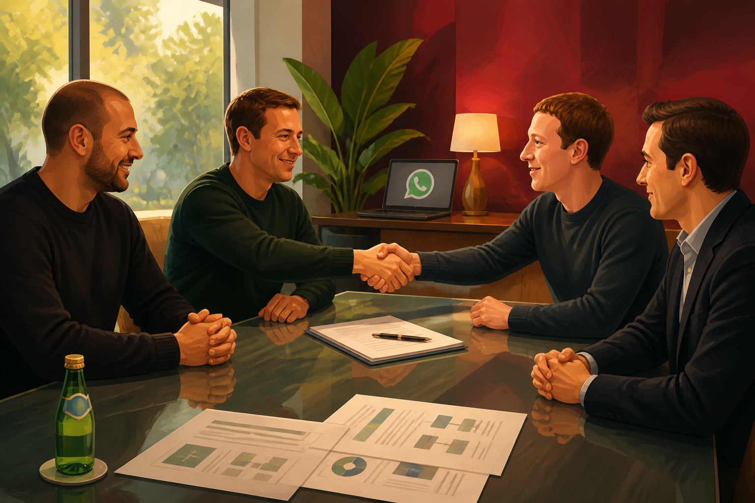 WhatsApp founders closing the Facebook acquisition deal in 2014