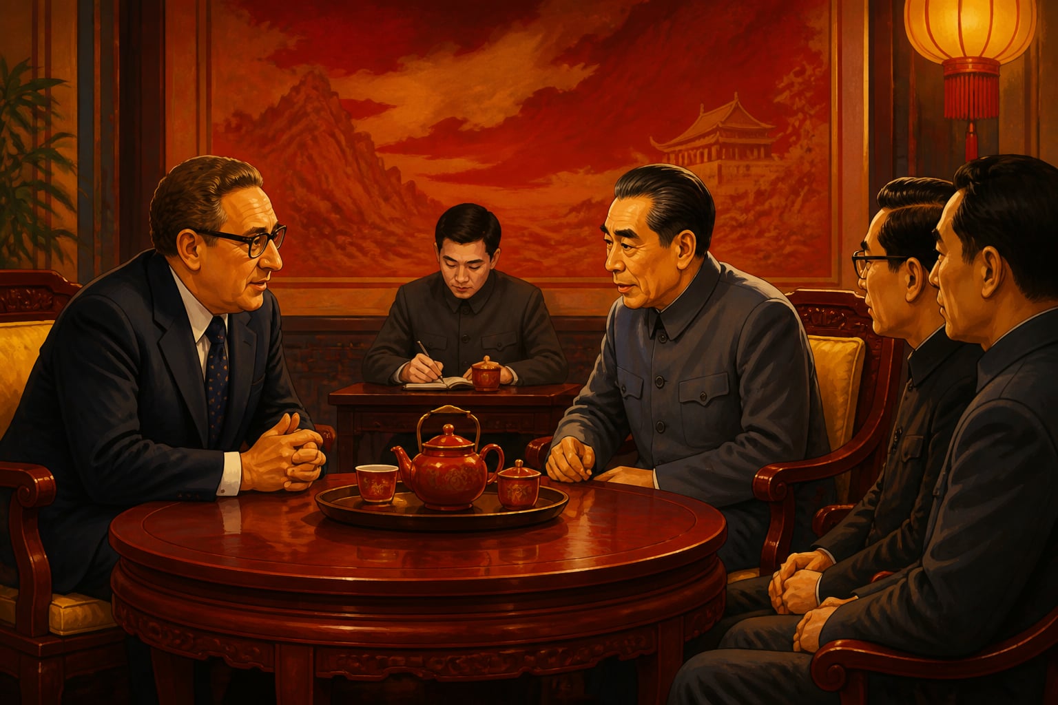 Kissinger and Zhou Enlai meeting in Beijing in July 1971