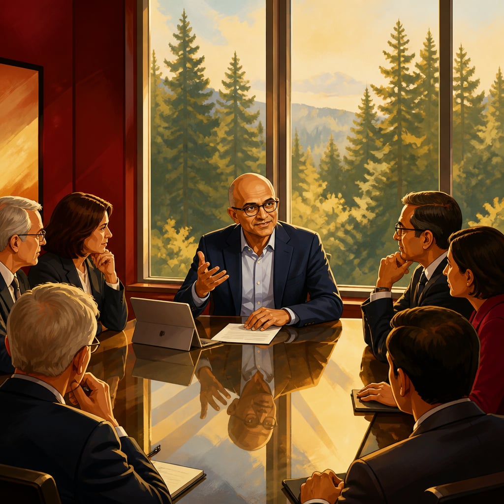 Nadella presenting the LinkedIn acquisition to the Microsoft board