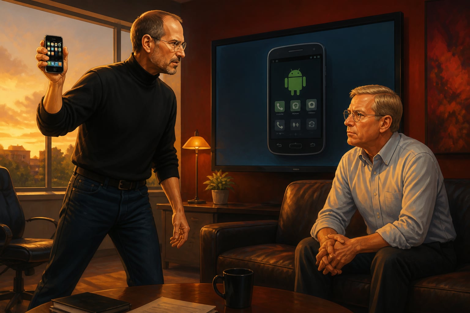 Steve Jobs confronting Eric Schmidt over the Android prototype
