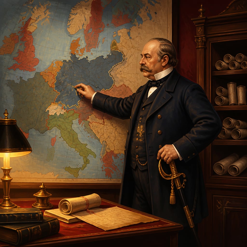 Bismarck before a map of Europe in his Berlin study 1879