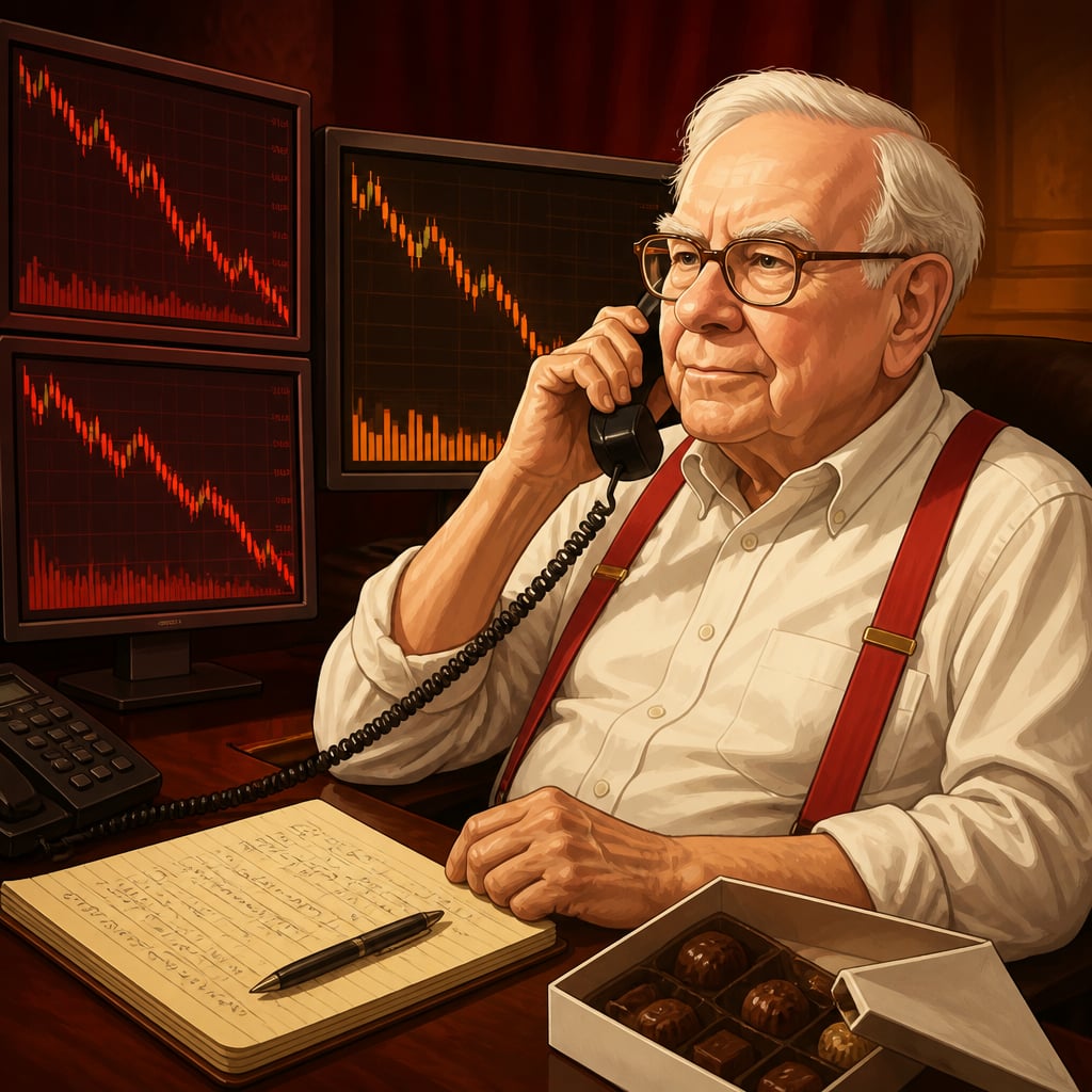 Warren Buffett at his Omaha desk during the September 2008 crisis