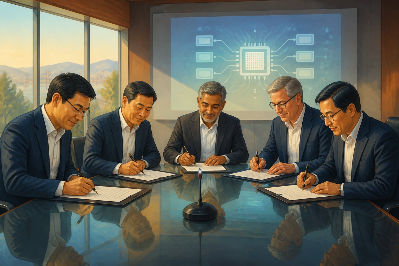 Semiconductor rivals signing the CHIPS Alliance MoU in 2019