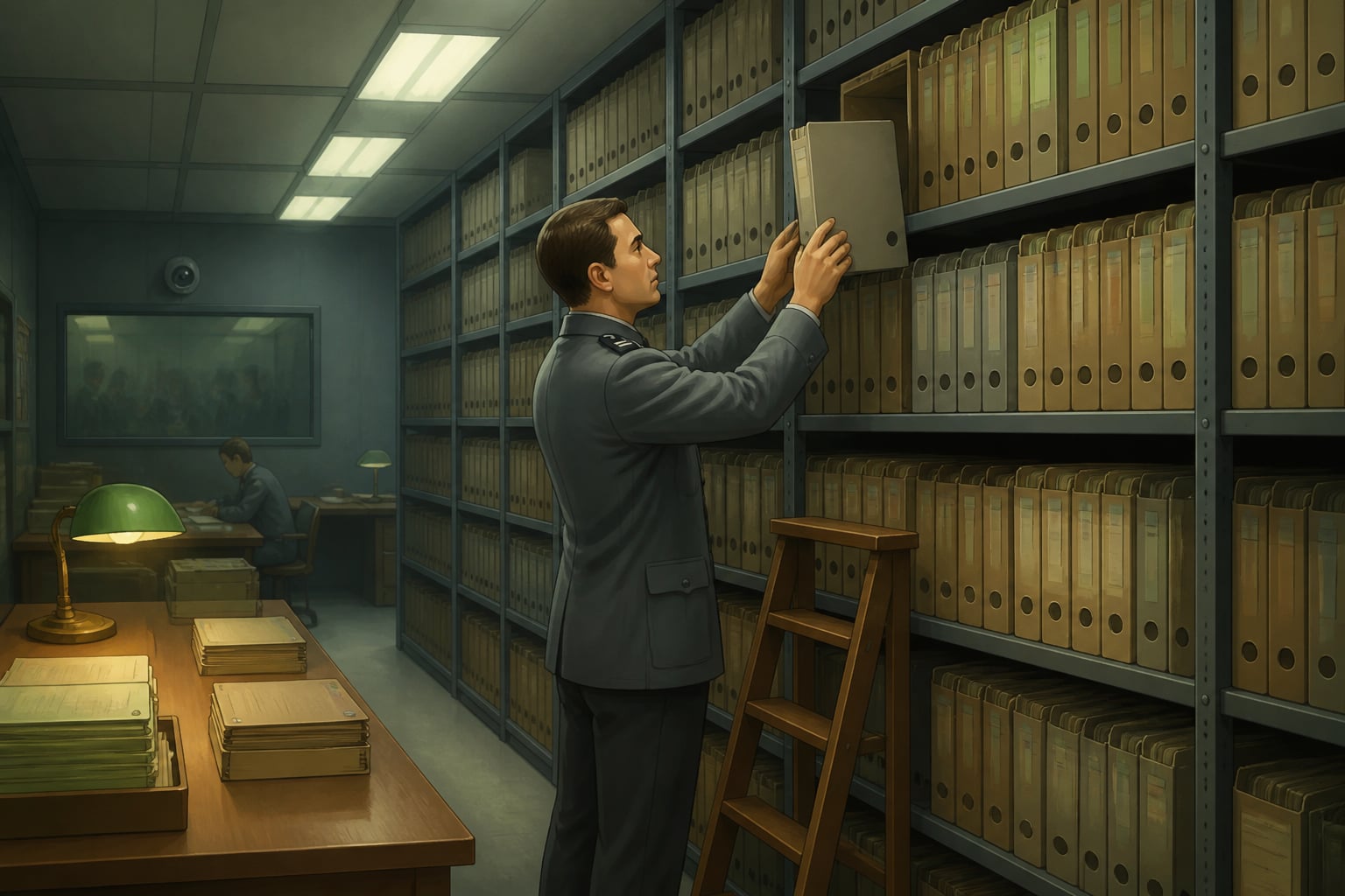 Stasi central archive shelves at Normannenstrasse Berlin