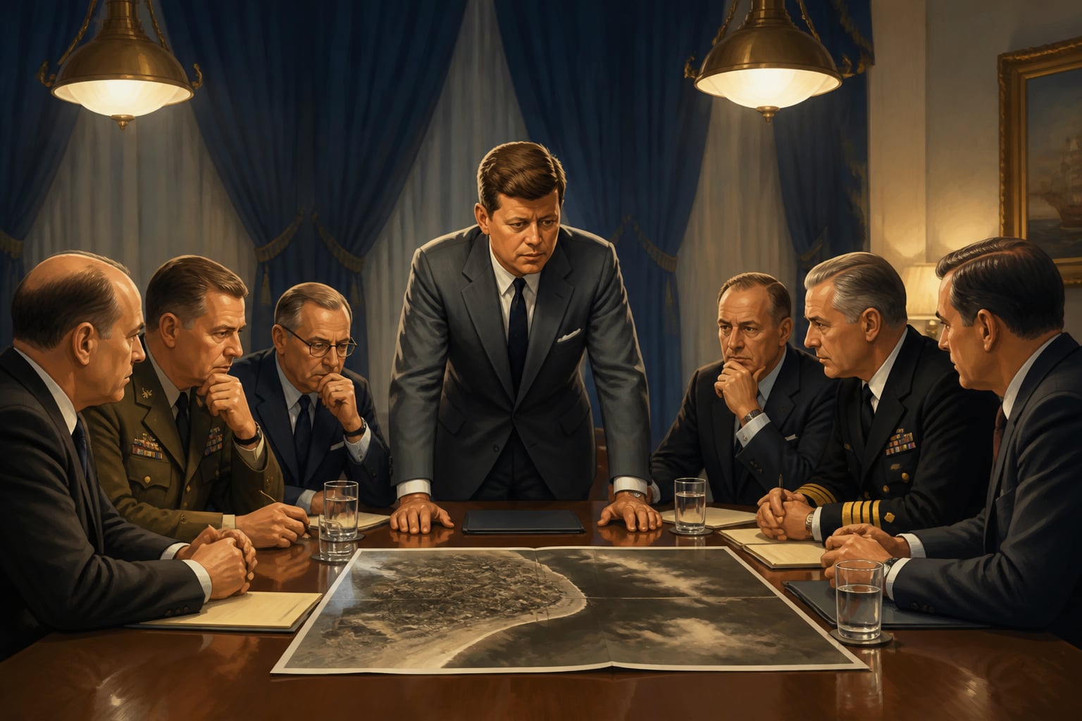 President Kennedy in the Cabinet Room during the Cuban Missile Crisis of 1962