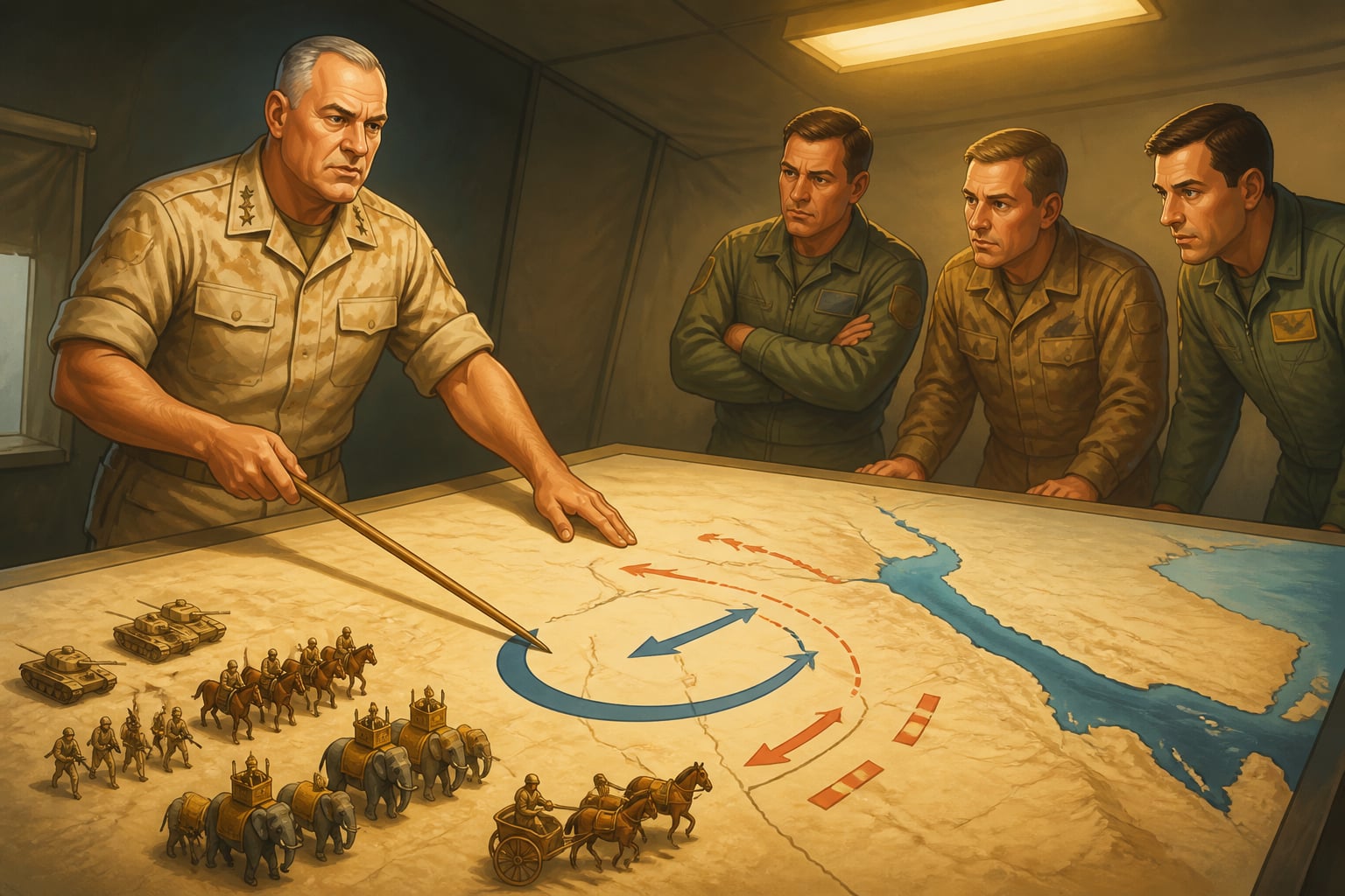 General Schwarzkopf briefing the Gulf War left-hook manoeuvre in Riyadh, 1991