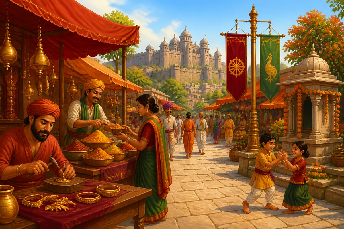 A flourishing Avanti market street two years after the Mauryan conquest