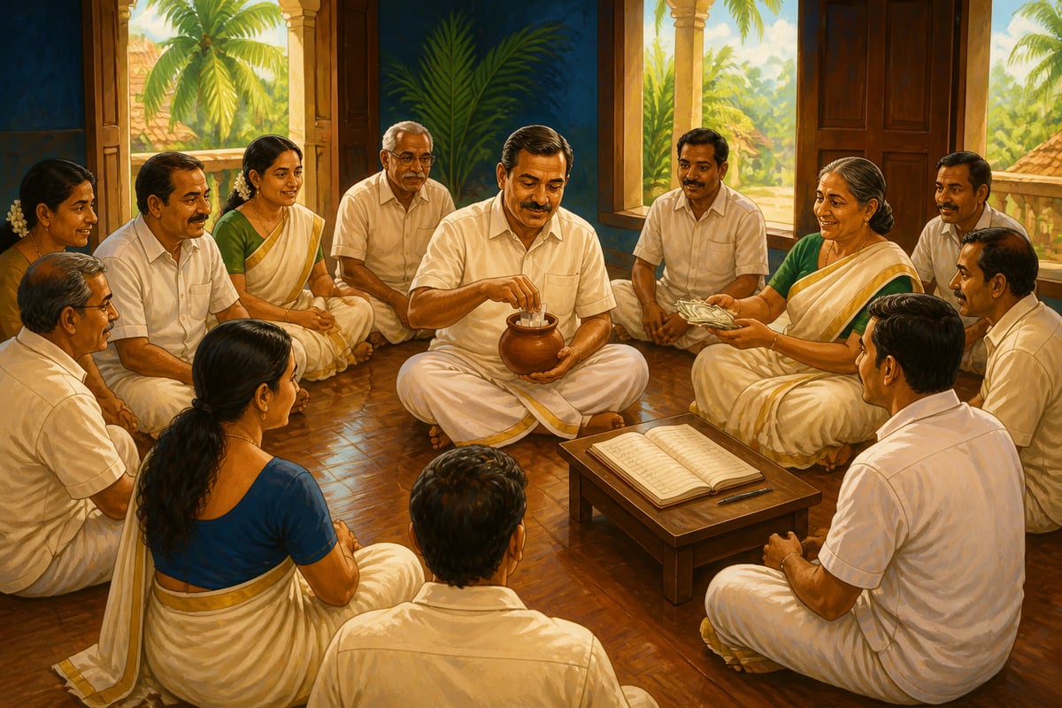 A Kerala village chit-fund pooling ceremony in the 1990s