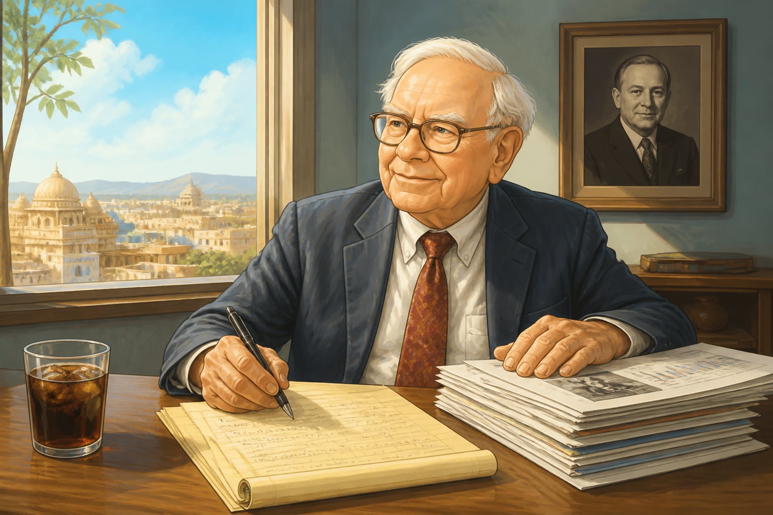 Warren Buffett in his unhurried Omaha office