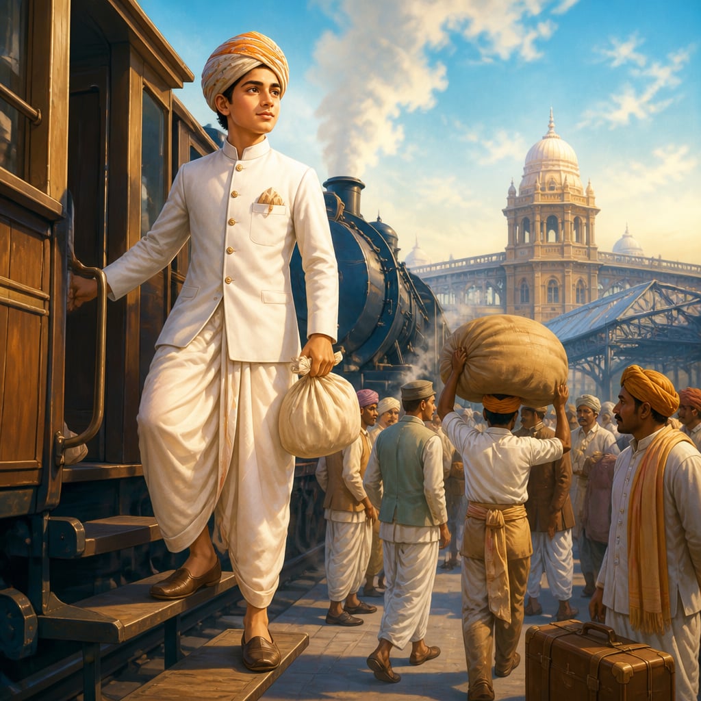 G.D. Birla as seventeen-year-old arriving at Howrah 1911