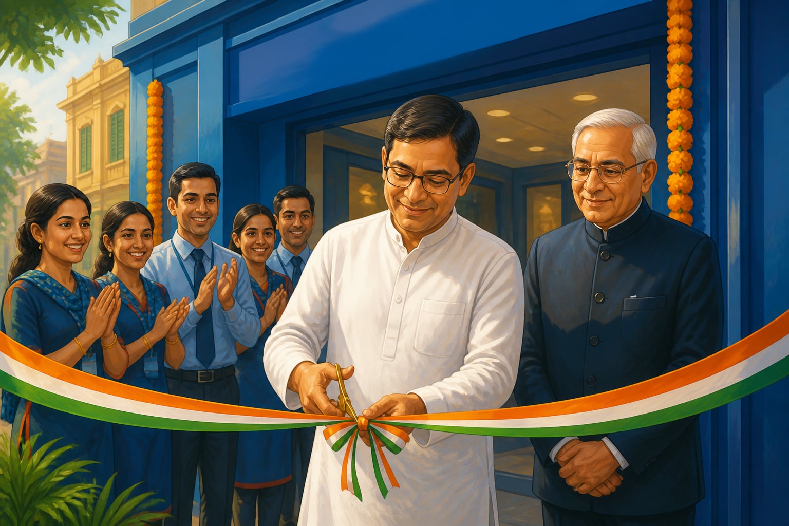 Chandra Shekhar Ghosh inaugurating the first Bandhan Bank branch