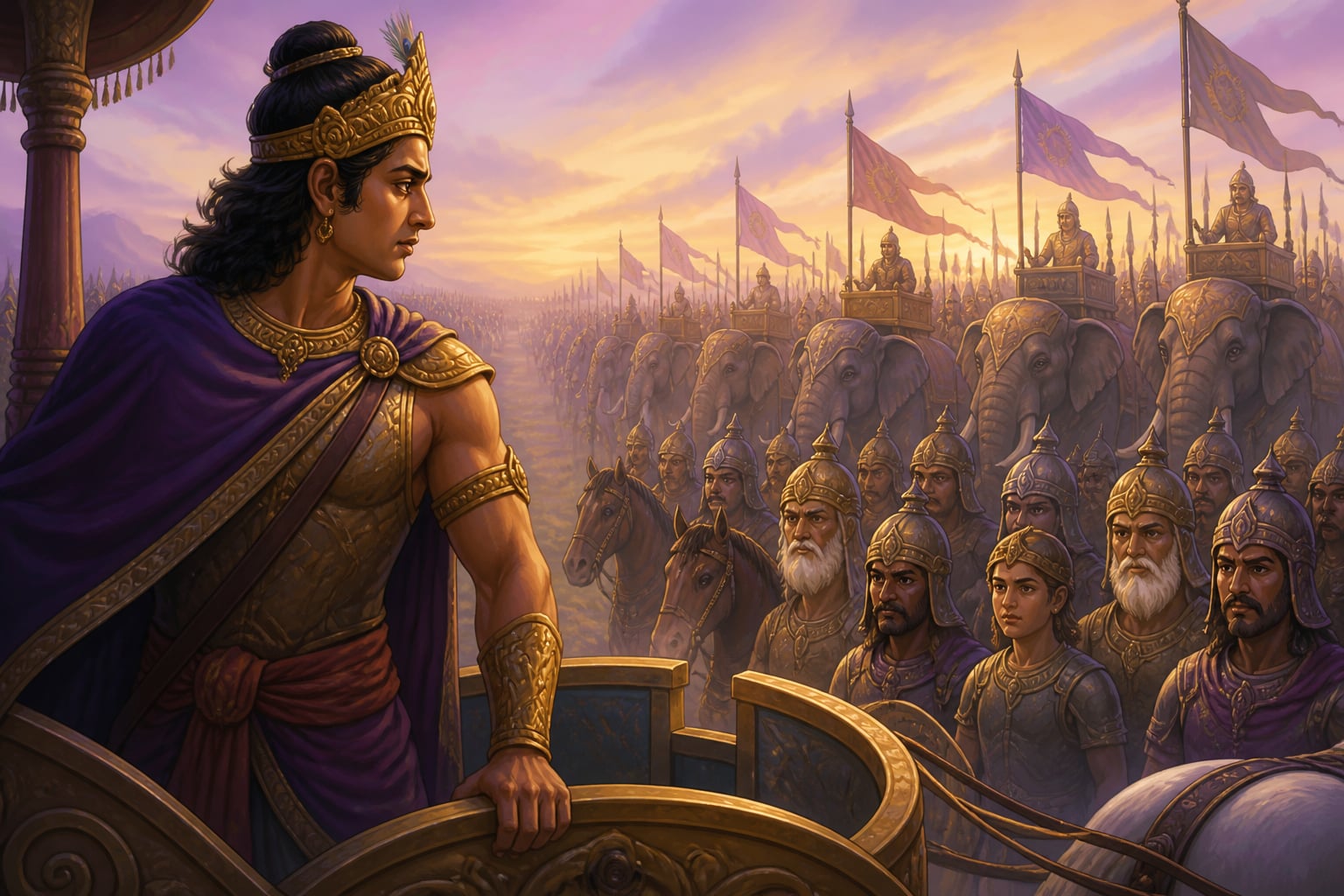 Arjuna recognizes nephews uncles and cousins in enemy ranks
