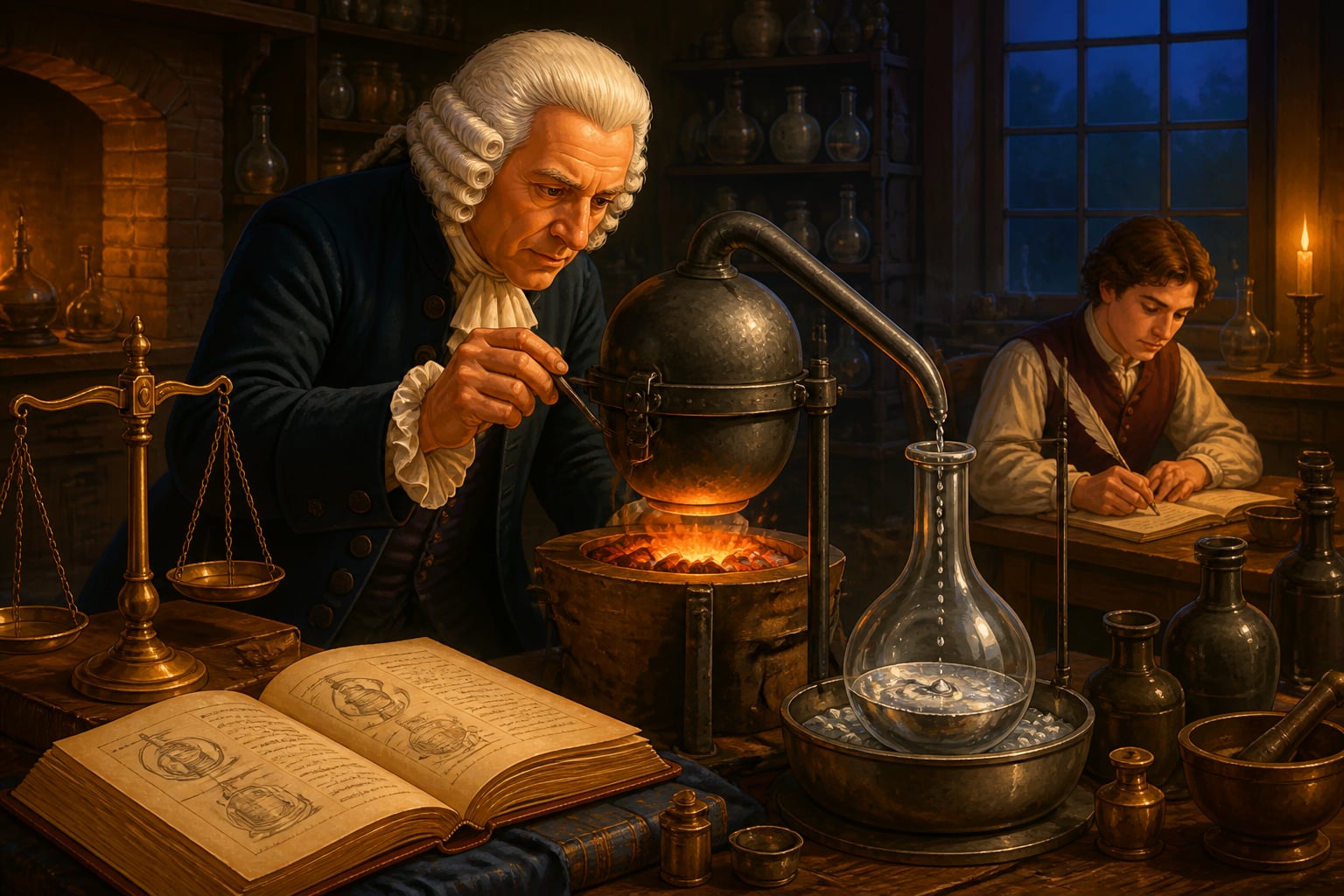 Marggraf isolating pure zinc in his 1746 Berlin laboratory