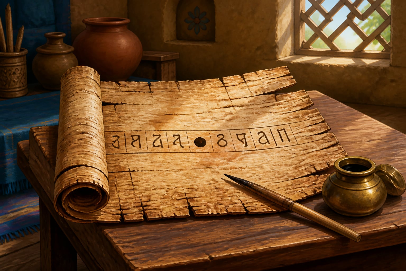 Bakhshali manuscript birch-bark with a dot for zero