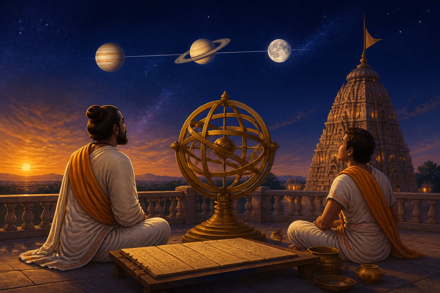 Astronomers watching a rare planetary alignment over Ujjain
