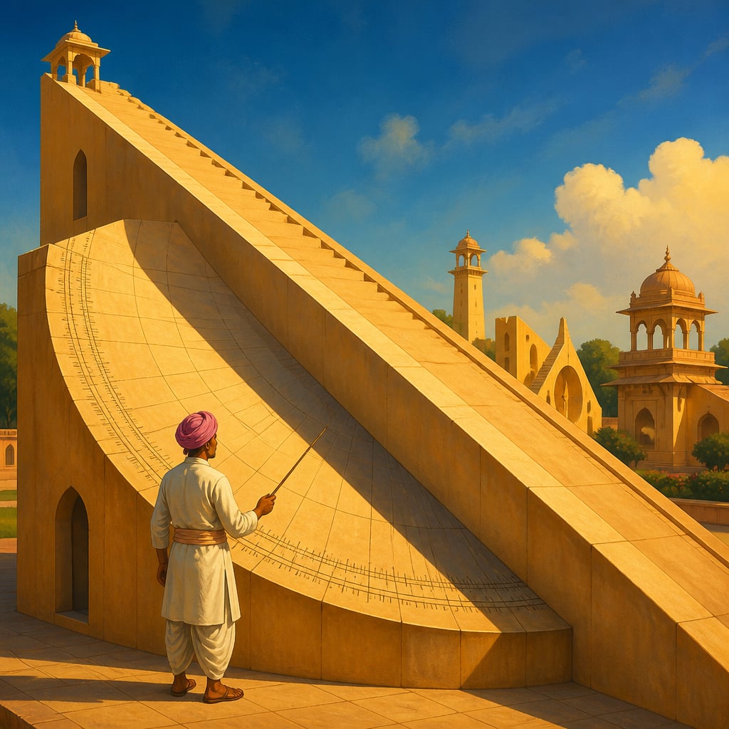 The Samrat Yantra sundial at Jantar Mantar Jaipur in morning light