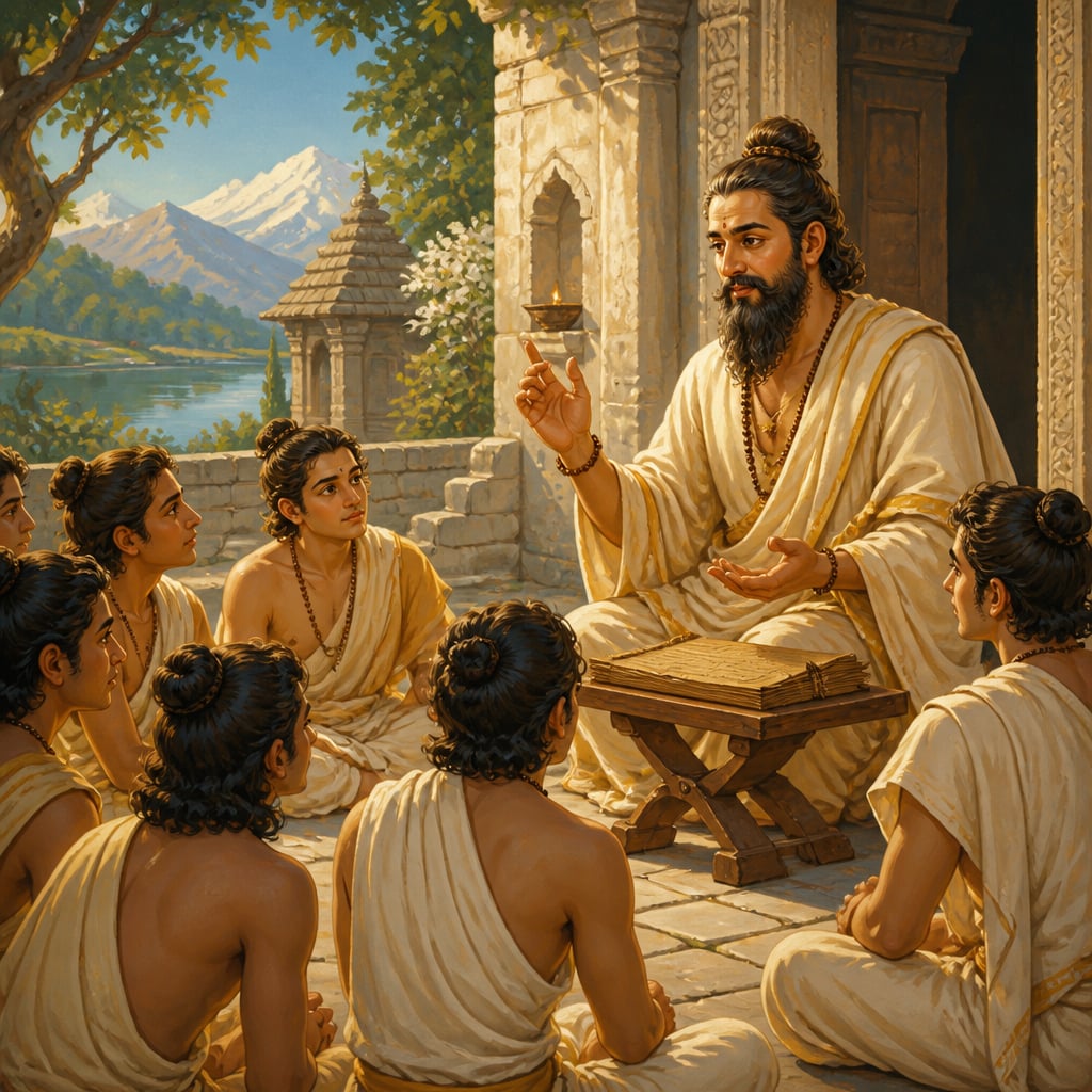 Bhartrhari teaching disciples about the nature of meaning
