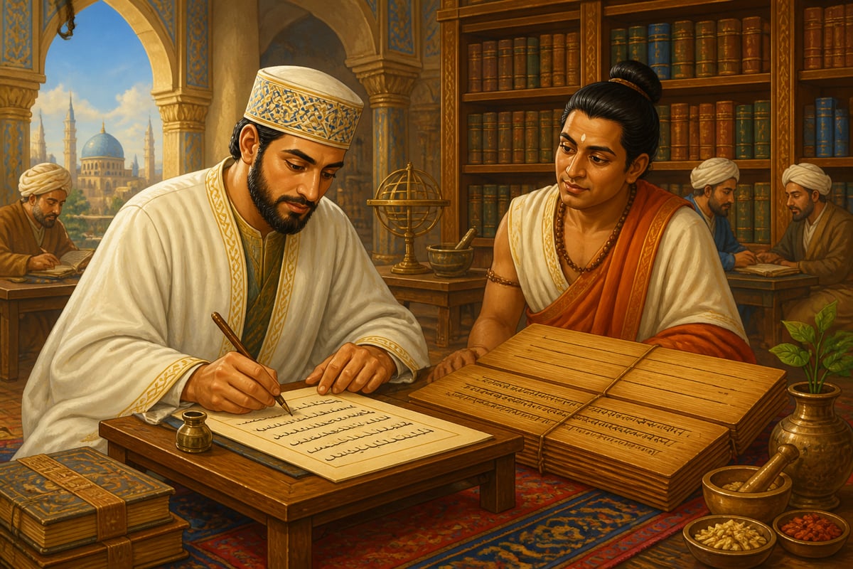 An Arab scholar copying Sushruta into Kitab Susrud at Baghdad