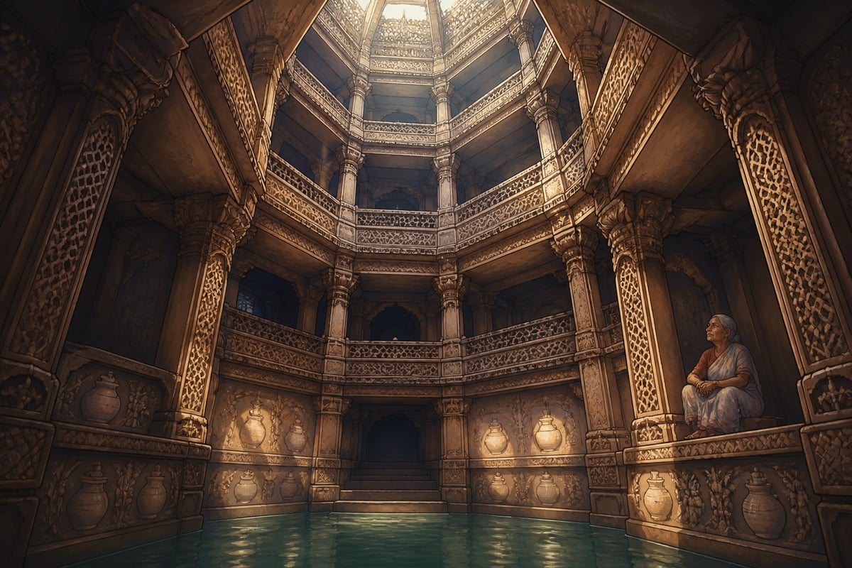 The octagonal pillared landing at Adalaj Vav