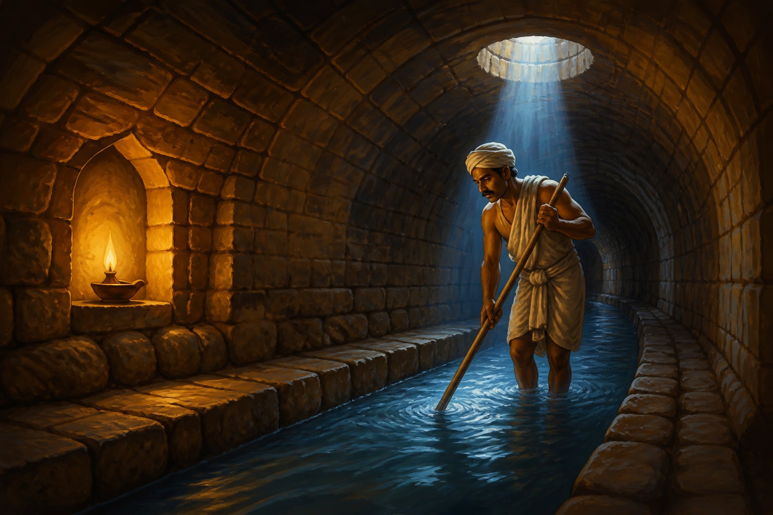 Inside one of Burhanpur's underground karez water tunnels