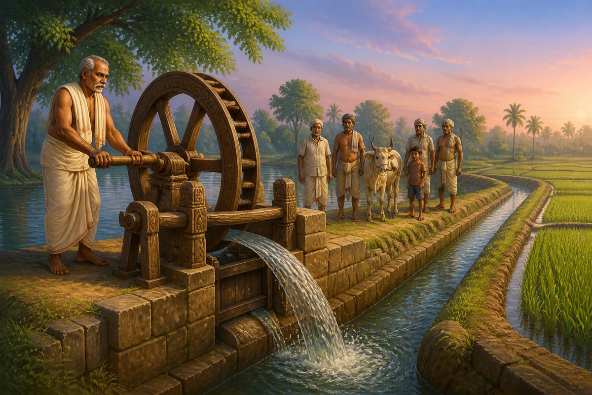 The neerkatti opening a Tamil village tank sluice at dawn