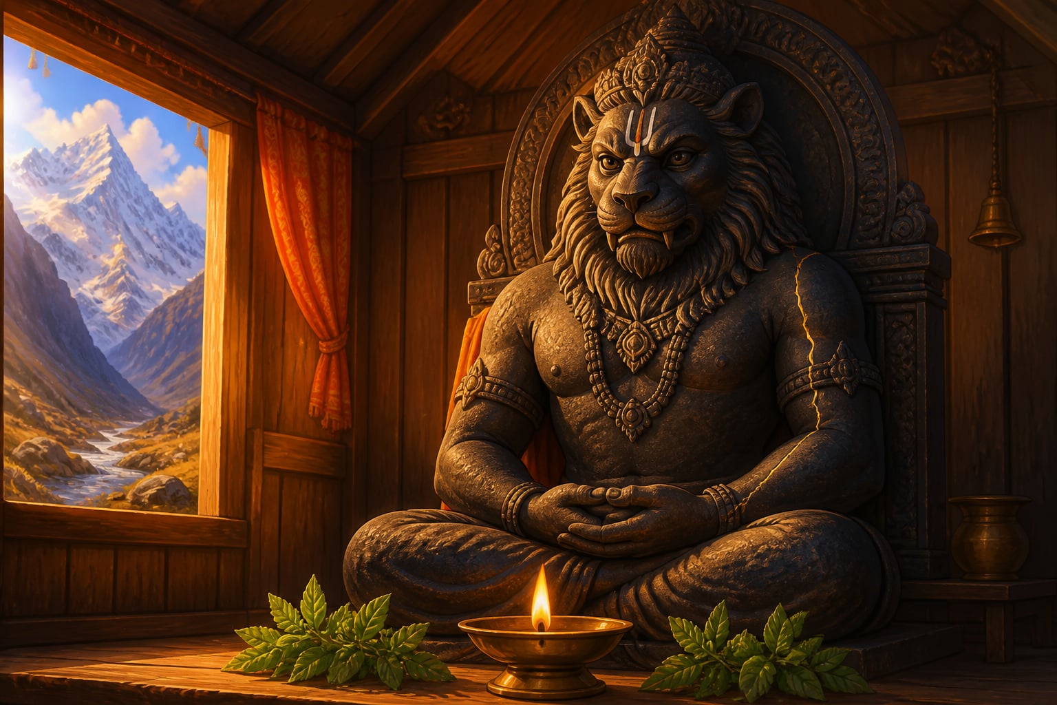 The Narasimha murti at Bhavishya Badri with the prophetic crack