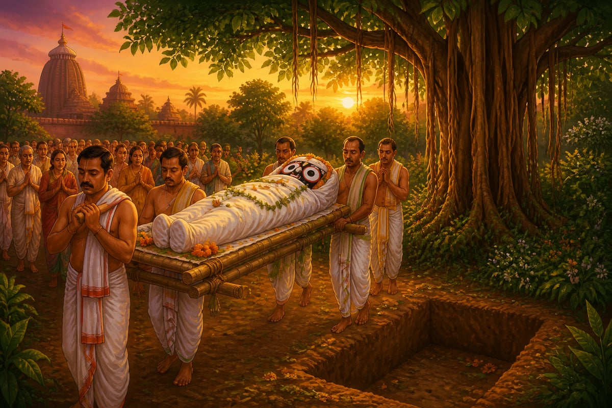 Burial of the old Jagannath body at Koili Baikuntha