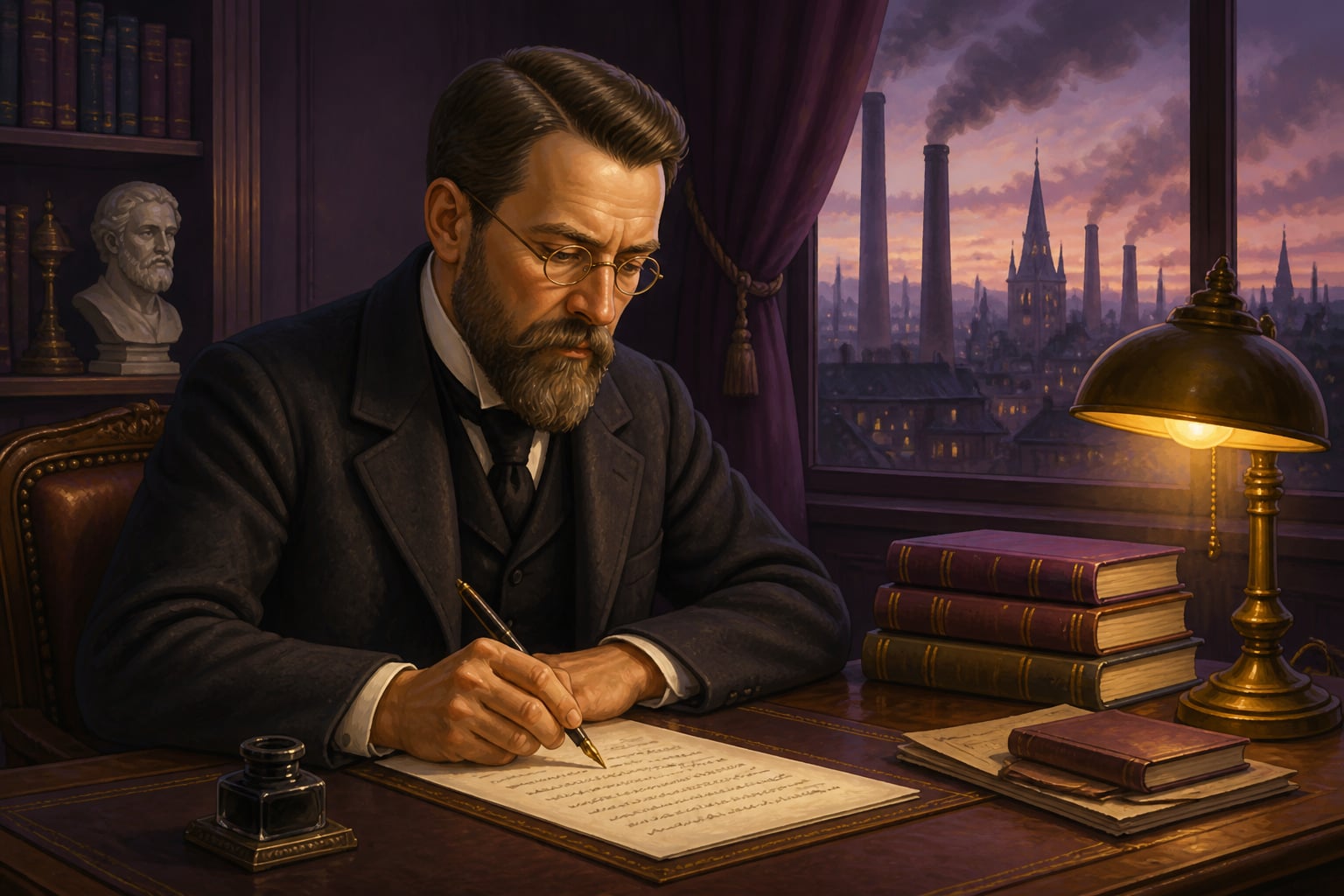 Max Weber writing on the Protestant ethic
