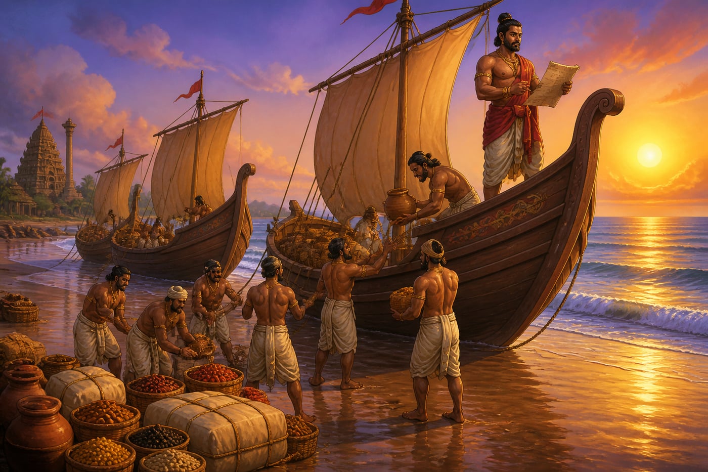 Kalingan merchants loading a trading vessel at dawn