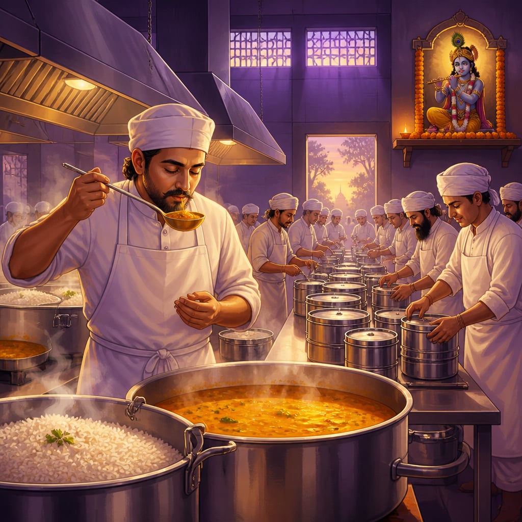 The Akshaya Patra kitchen cooking before dawn