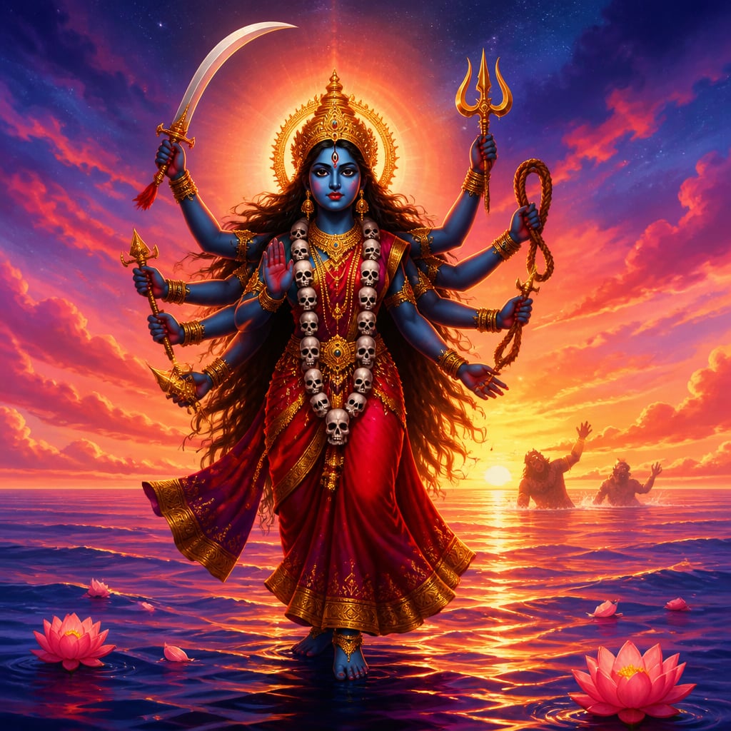 Mahakali triumphant after the first great deed