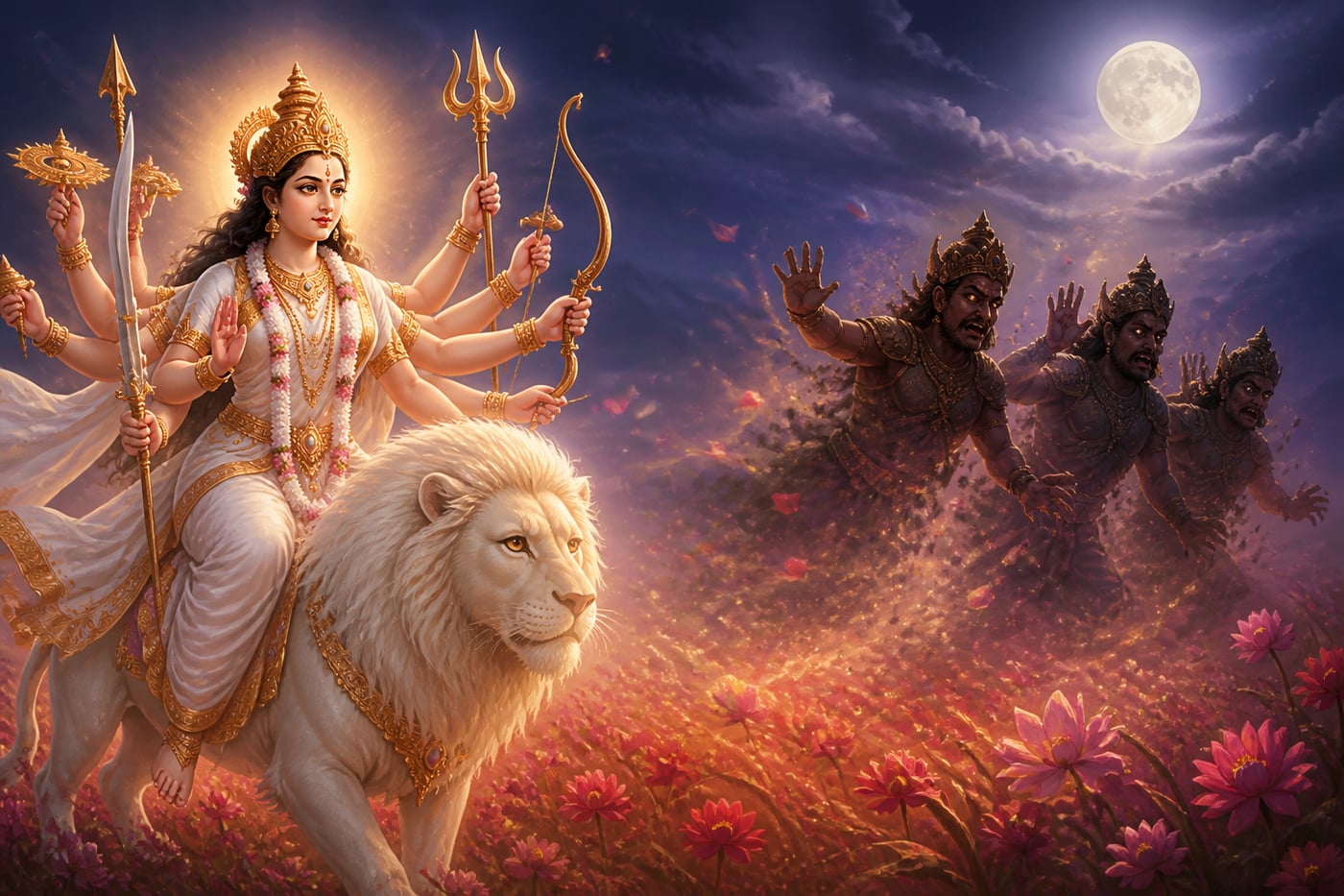 Mahasaraswati radiant against Shumbha Nishumbha and Raktabija