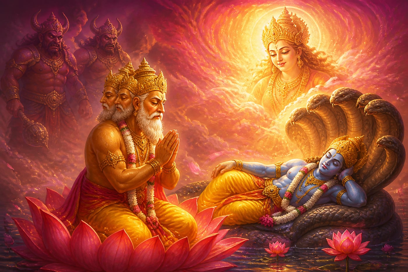Brahma sings his hymn to the luminous sleep