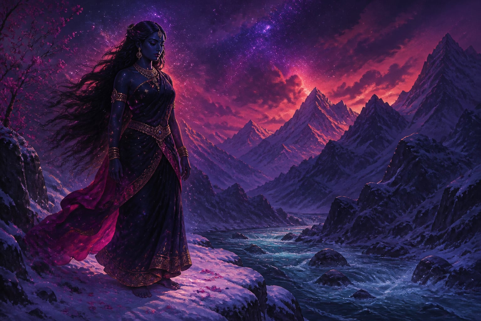 Parvati turns dark, becoming goddess Kalika