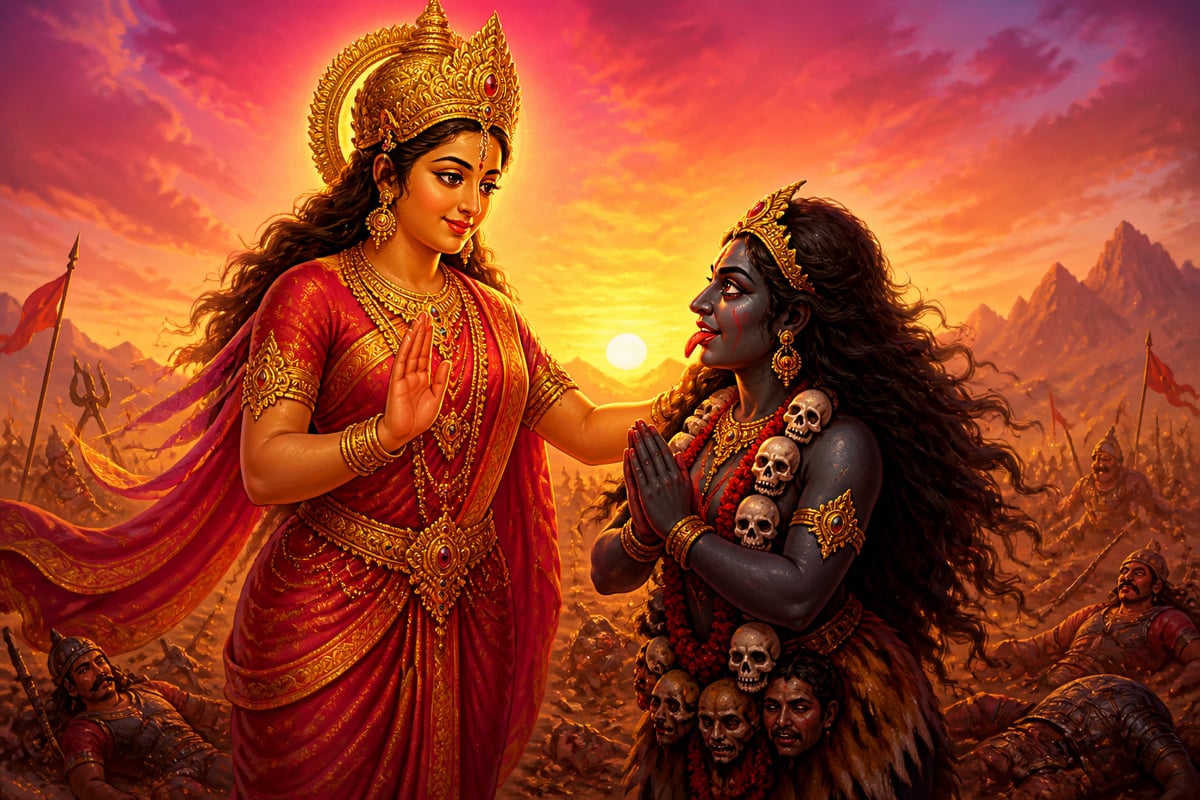 Ambika names Kali as the goddess Chamunda