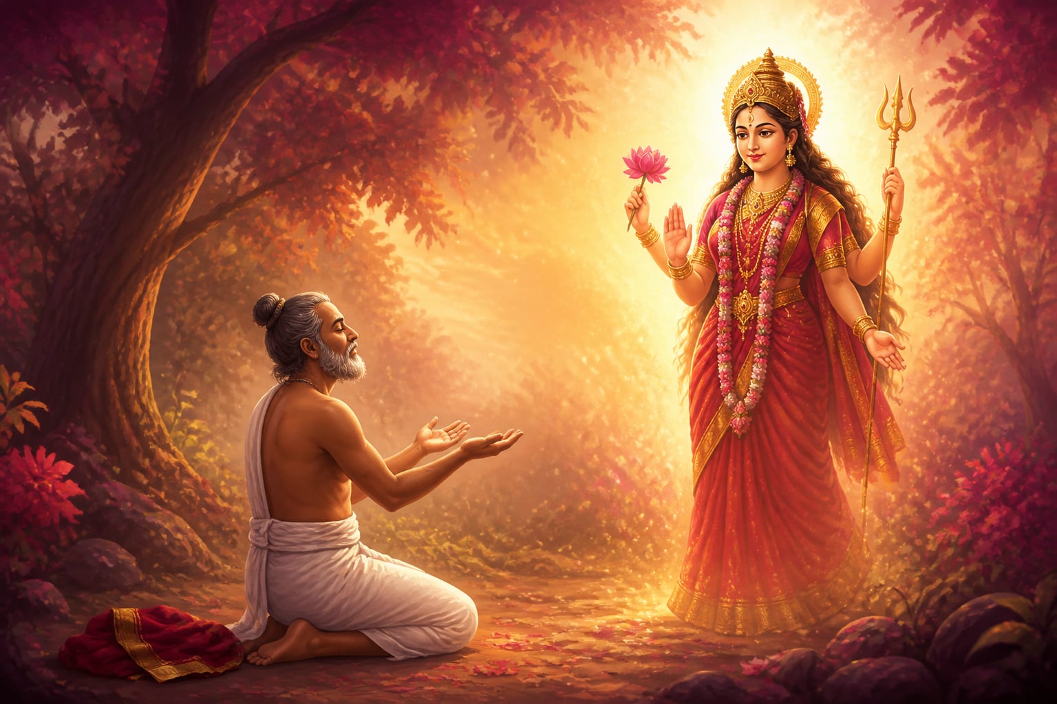 Samadhi kneeling in surrender for liberation