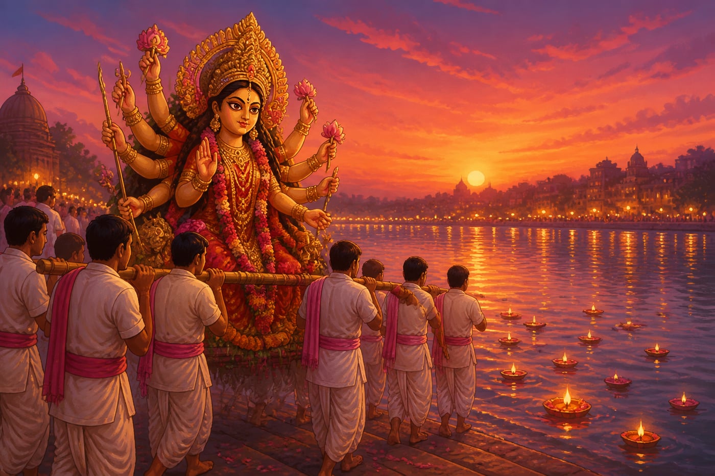 The Goddess idol carried to the river