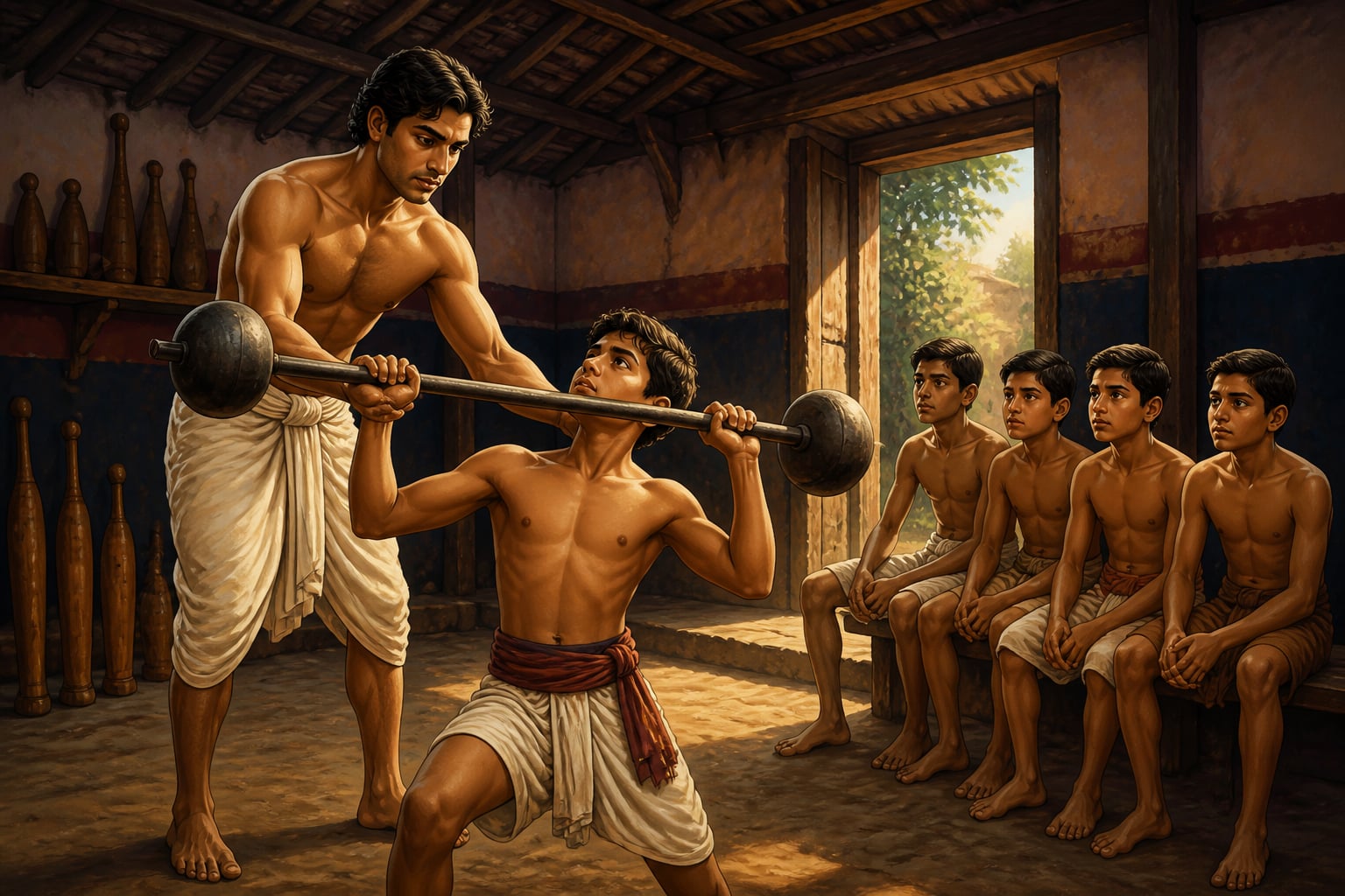 Ananta Singh coaching boys in the Chittagong gymnasium
