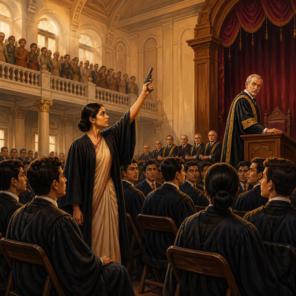 Bina Das standing among the graduands in the Senate House