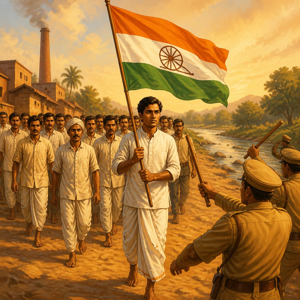 Kumaran carrying the banned tricolour on the Noyyal road